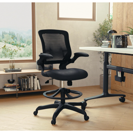Office Chair with Adjustable Foot Ring, Lumbar Support, and Seat Height, Ergonomic Mesh Executive Chair