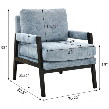Century Modern Chenille Upholstered Accent Armchair, Blue
