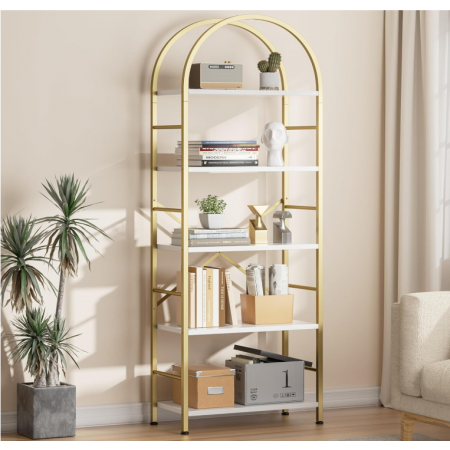 Arched Bookshelf 5 Tier Bookcase Shelf for CDs/Books