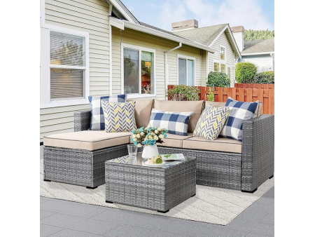 Shintenchi 3 Pieces Patio Furniture Set,All-Weather Rattan Patio Conversation Set