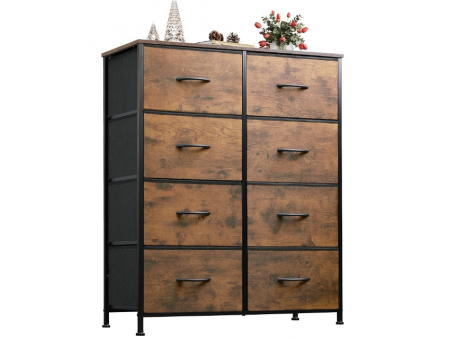 WLIVE Tall Fabric Dresser with 8 Drawers, Storage Tower with Fabric Bins, Double Dresser, Chest of Drawers for Closet